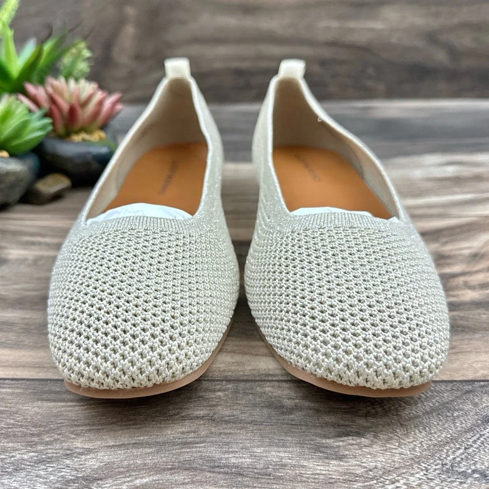 NEW Lucky Brand 9.5M Daneric Metallic Knit Washable Square Toe Ballet Flats - Picture 4 of 11